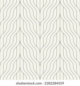 Seamless pattern with geometric waves. Endless stylish texture. Ripple monochrome background. Linear weaved grid. Thin interlaced swatch.