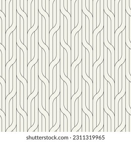 Seamless pattern with geometric waves. Endless stylish texture. Ripple monochrome background. Linear weaved grid. Thin interlaced swatch.