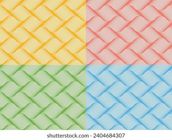 Seamless pattern with geometric waves. Endless stylish texture. 4 colors background, fashion elelment texture background