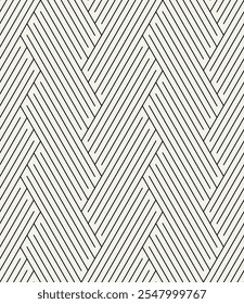 Seamless pattern with geometric waves. Endless stylish texture. Ripple monochrome background. Linear weaved grid. Thin interlaced swatch.