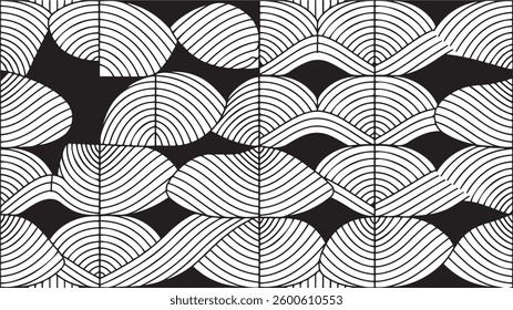 Seamless pattern with geometric waves. Endless stylish texture. Ripple bold monochrome background. Linear weaved grid. Thin interlaced swatch. with white background