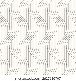 Seamless pattern with geometric waves. Endless stylish texture. Ripple bold monochrome background. Linear weaved grid. Thin interlaced swatch.
