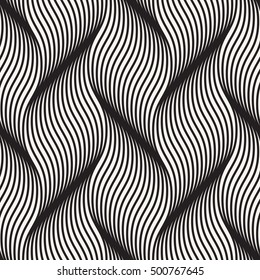 Seamless pattern with geometric waves. Endless stylish texture. Ripple monochrome background