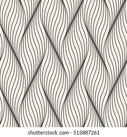 Seamless pattern with geometric waves. Endless stylish texture. Ripple monochrome background.