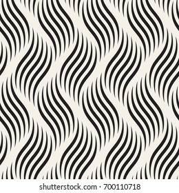 Seamless pattern with geometric waves. Endless stylish texture. Ripple monochrome background.