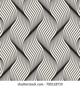 Seamless pattern with geometric waves. Endless stylish texture. Ripple monochrome background.