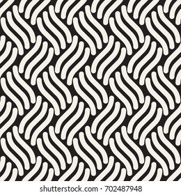 Seamless pattern with geometric waves. Endless stylish texture. Ripple monochrome background.