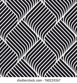 Seamless pattern with geometric waves. Endless stylish texture. Ripple monochrome background.