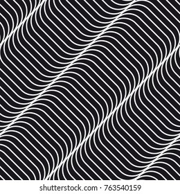 Seamless pattern with geometric waves. Endless stylish texture. Ripple monochrome background.