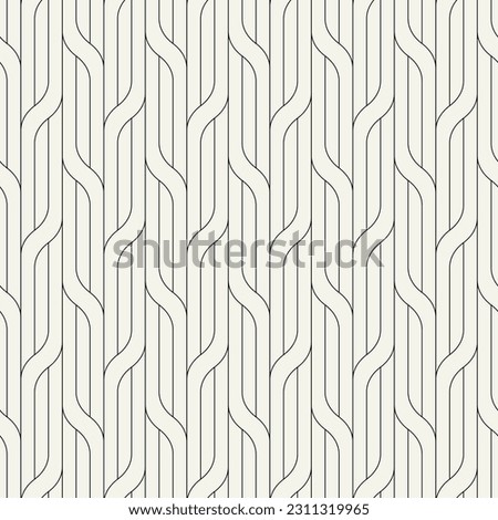 Seamless pattern with geometric waves. Endless stylish texture. Ripple monochrome background. Linear weaved grid. Thin interlaced swatch.