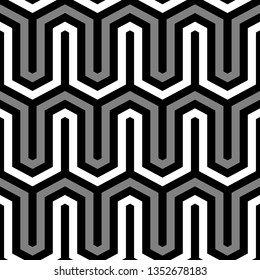 Seamless pattern. Geometric waves ornament. Zigzag lines background. Jagged stripes motif. Curves image. Linear backdrop. Digital paper, textile print, web design