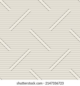 Seamless pattern with geometric weaves. Endless stylish texture. Herringbone monochrome background. Linear rhythmic grid. Thin interlaced swatch.