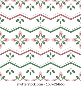 Seamless pattern - geometrical abstract  flowers and lines