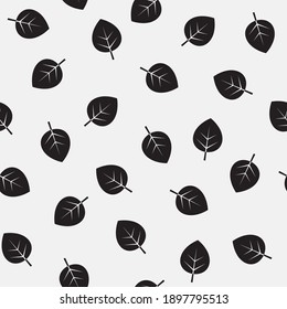 Seamless pattern with geometrical abstract leaf. Background with black silhouette of leaves. Vector illustration.	
