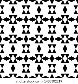 Seamless pattern. Geometrical backdrop. Abstract background. Rhombuses, triangles ornament. Polygons motif. Geometric figures wallpaper. Digital paper, textile print, web design. Vector artwork.