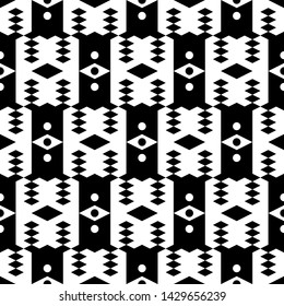 Seamless pattern. Geometrical backdrop. Ethnic background. Simple shapes wallpaper. Digital paper, web designing, textile print. Rhombuses, circles, figures ornament.