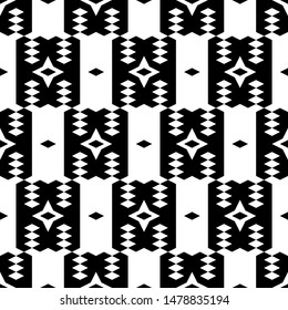 Seamless pattern. Geometrical backdrop. Ethnic background. Simple shapes wallpaper. Rhombuses, stars, figures ornament. Digital paper, web designing, textile print. Vector.