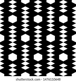 Seamless pattern. Geometrical backdrop. Quadrangular, hexagonal shapes wallpaper. Polygons motif. Geometric background. Rhombuses, hexagons ornament. Digital paper, textile print, abstract. Vector.