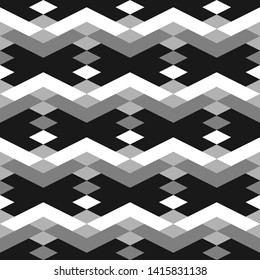 Seamless pattern. Geometrical backdrop. Rhombuses, chevrons, figures ornament. Polygons background. Simple shapes wallpaper. Digital paper, web designing, textile print