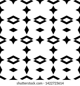 Seamless pattern. Geometrical backdrop. Rhombuses, stars, figures ornament. Simple shapes background. Digital paper, web designing, textile print. Polygons wallpaper. Vector.