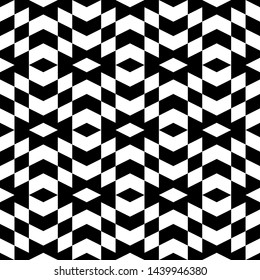 Seamless pattern. Geometrical backdrop. Rhombuses, chevrons, polygons ornament.Simple shapes wallpaper. Figures background. Digital paper, web designing, textile print. Vector.