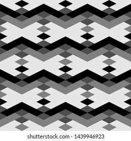 Seamless pattern. Geometrical backdrop. Rhombuses, chevrons, figures ornament. Polygons background. Simple shapes wallpaper. Digital paper, web designing, textile print.