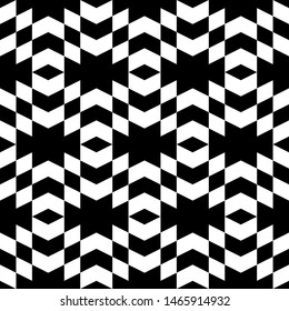Seamless pattern. Geometrical backdrop. Rhombuses, chevrons, polygons ornament. Figures background. Simple shapes wallpaper. Digital paper, web designing, textile print. Vector.
