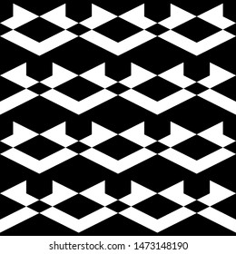 Seamless pattern. Geometrical backdrop. Rhombuses, chevrons, figures ornament. Shapes background. Geometric wallpaper. Polygons motif. Digital paper, textile print, web design, abstract. Vector.