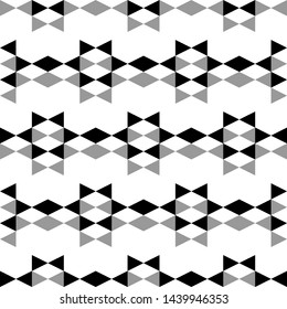 Seamless pattern. Geometrical backdrop. Simple shapes wallpaper. Rhombuses, triangles ornament. Polygons background. Digital paper, web designing, textile print. Vector.