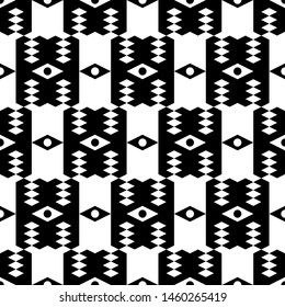 Seamless pattern. Geometrical backdrop. Simple shapes wallpaper. Digital paper, web designing, textile print. Ethnic background. Rhombuses, circles, figures ornament.