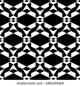 Seamless pattern. Geometrical backdrop. Trapeziums, rhombuses, figures ornament. Polygons motif. Geometric wallpaper. Abstract background. Digital paper, textile print, web design. Vector artwork.