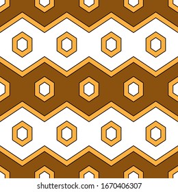 Seamless pattern. Geometrical backdrop.Hexagons, zigzag lines ornament. Digital paper, textile print, abstract. Geometric wallpaper. Polygonal, linear motif. Shapes background. Vector