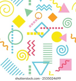 seamless pattern of geometrical pattern - colorful white background -