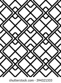 Seamless pattern with geometrical figures. Black and white vector image. For web design, presentations, textile and light industry