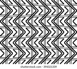 Seamless pattern with geometrical figures. Black and white vector image. For web design, presentations, textile and light industry