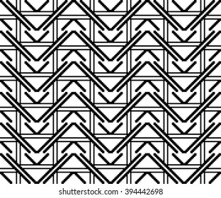 Seamless pattern with geometrical figures. Black and white vector image. For web design, presentations, textile and light industry