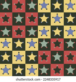 Seamless pattern with geometrical figures. Geometric background with colorful circle, star, square. Minimalism geometrical backdrop.