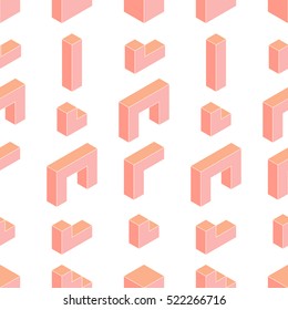 Seamless pattern with geometrical figures. Warm shades. White background.