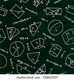 seamless pattern with geometrical formulas on school board