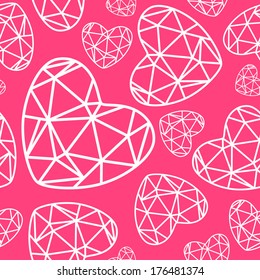 Seamless pattern with geometrical hearts