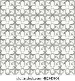 Seamless pattern. Geometrical modern stylish texture. Regularly repeating classical tiles with rhombuses, diamonds, crossed thin lines. Vector element of graphical design
