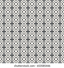 Seamless pattern. Geometrical modern texture. Regularly repeating classical tiles with rhombuses, diamonds, triangles, squares. Vector element of graphical design.