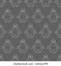 Seamless pattern with geometrical shaped penguin.