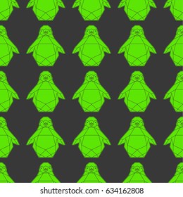 Seamless pattern with geometrical shaped penguin.