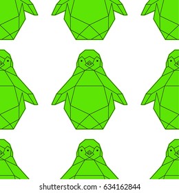 Seamless pattern with geometrical shaped penguin.