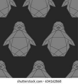 Seamless pattern with geometrical shaped penguin.