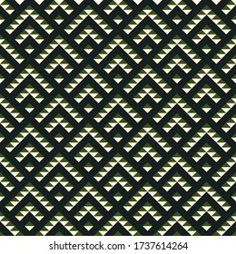 Patrón sin foco. Papel de pared geométrico. Motivo étnico. Ornamento de triángulos. Fondo de formas triangulares. Fondo de figuras geométricas. Papel digital, impresión textil, diseño web, abstracto. Obra vectorial.