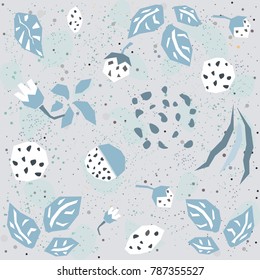 Seamless 
Pattern with geometrically shaped plants. Vector Illustration