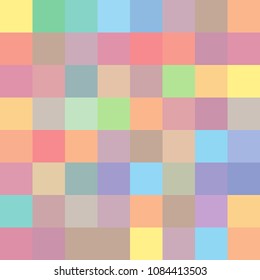 Seamless pattern of geometries in pastel colors.