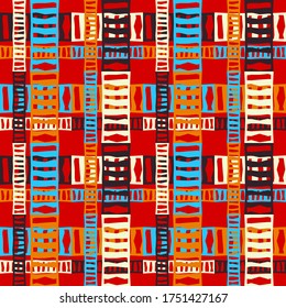 Seamless pattern. Geometry. Design with manual hatching. Textile. Ethnic boho ornament. Vector illustration for web design or print.
